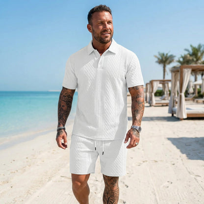 2026 Men’s Textured Polo Shorts Set